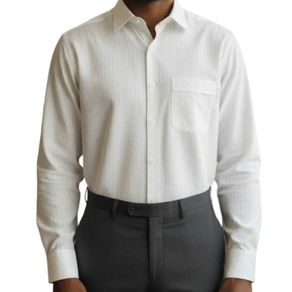 Tommy Bahama Dress Shirt Men 15.5 / 34-35 White Striped Long Sleeve